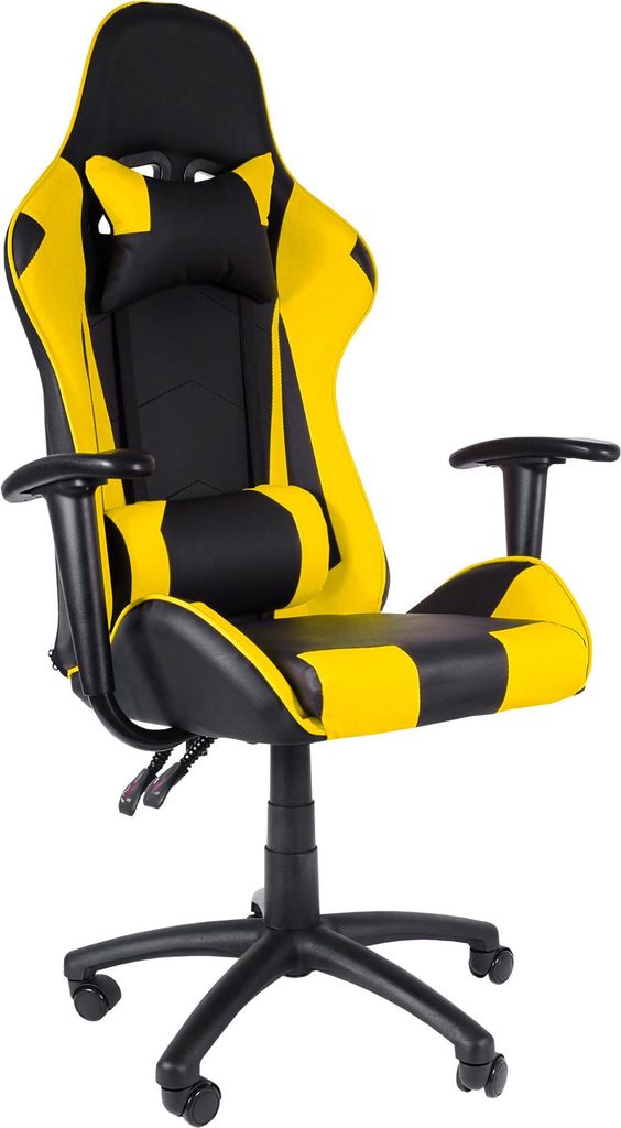 Aga Spielstuhl,Bürostuhl,Drehbarer Spielstuhl,Gamingstuhl, Racing Schreibtischstuhl,Chefsessel MR2090 Schwarz - Gelb