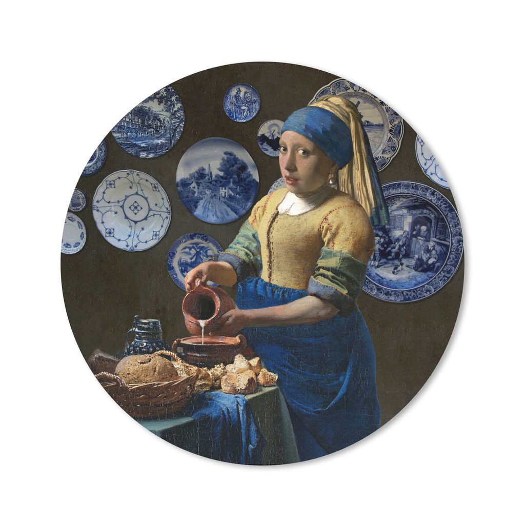 MuchoWow Mauspad Mousepad Milchmädchen - Das Mädchen mit dem Perlenohrring - Vermeer 30x30 cm - Mousepads - Maus Mat - Pad - Mausunterlage - Ti...