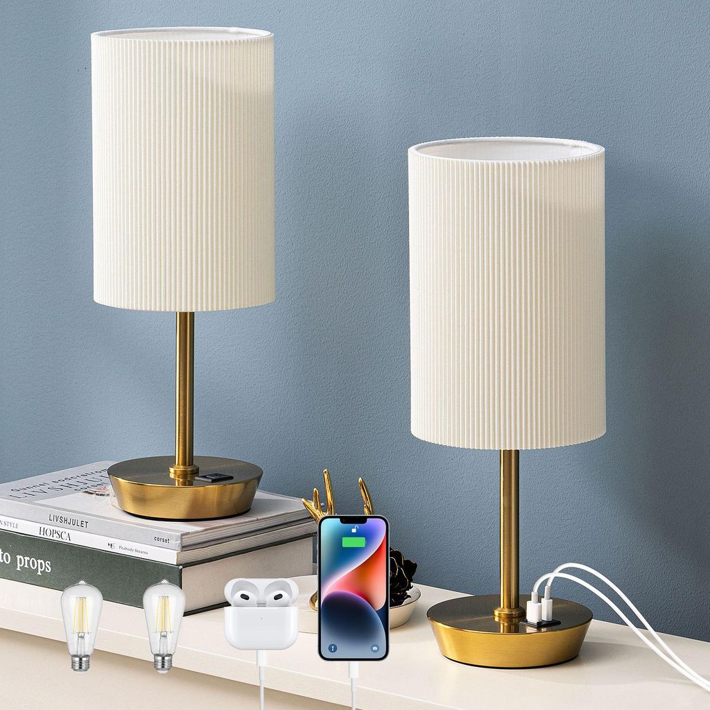 EDISHINE Tactiele Bedlamp Set van 2 met USB-C & USB-A Productafbeelding 