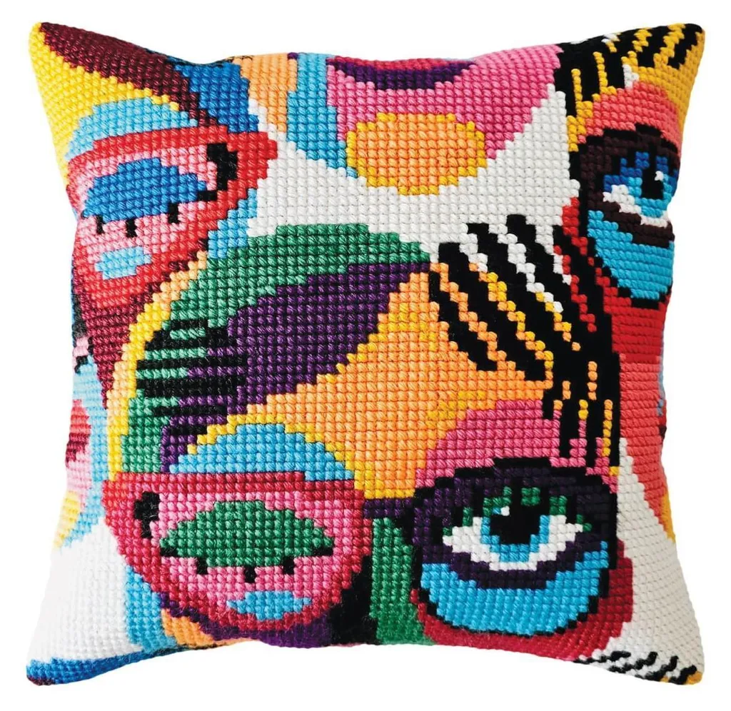 Coussin Point de Croix Imprimé 40x40 cm Canevas Broderie à la Main CDA