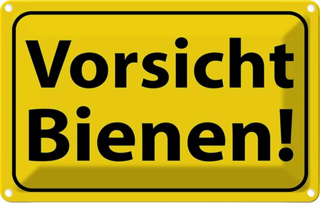 vianmo Blechschild 20x30 cm Vorsicht Bienen Honig Imker Warnschild Hinweisschild Sicherheit
