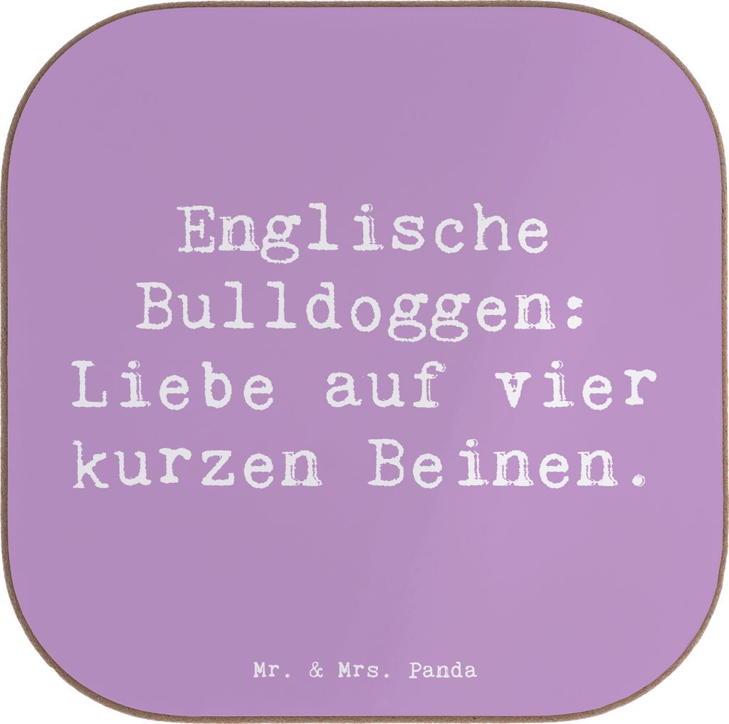 Mr. & Mrs. Panda Flaschenuntersetzer Spruch Englische Bulldogge Liebe - Lavendeltraum - Geschenk, Hunderasse, Coaster, Quadratischer Untersetzer, H...