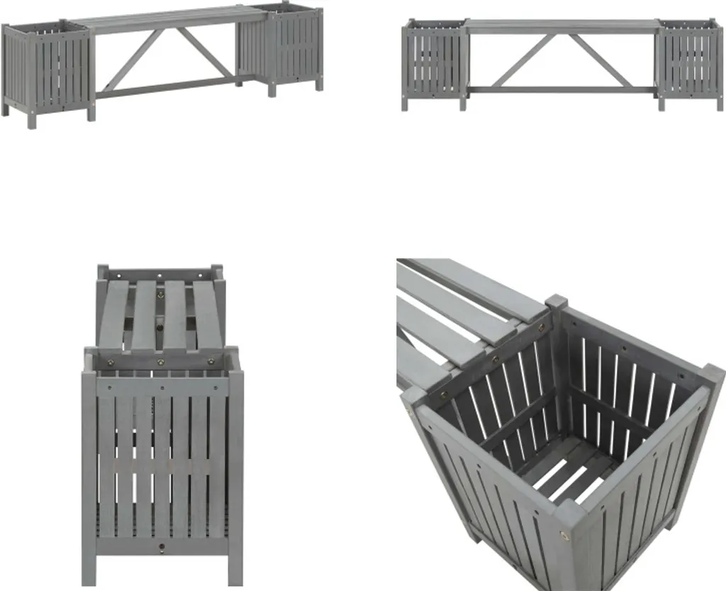 vidaXL Panca da Giardino in Legno Massiccio con 2 Vasi Fioriere 150cm