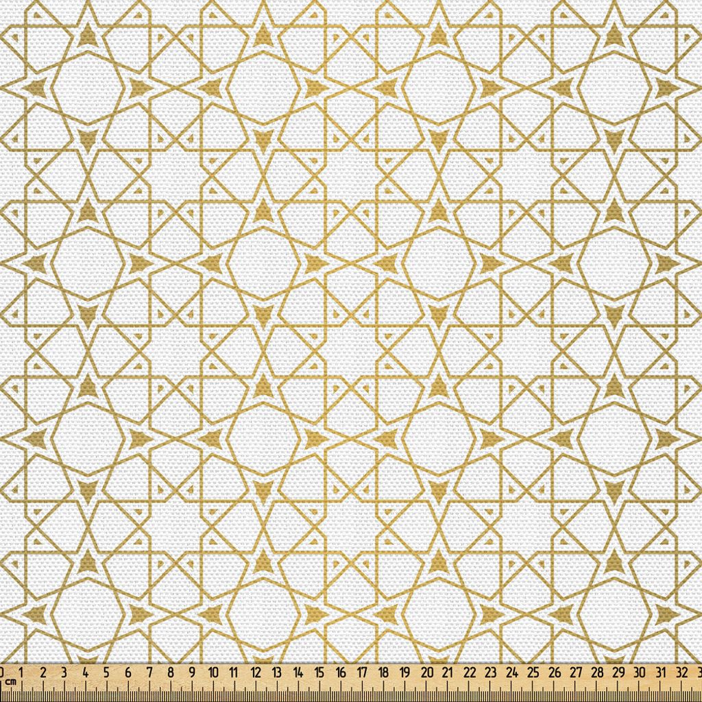 ABAKUHAUS marokkanisch Gewebe als Meterware, Geometrisches Girih-Muster in den Quadraten und im Stern mögen traditionellen Kunstdruck der Form, 2 ...