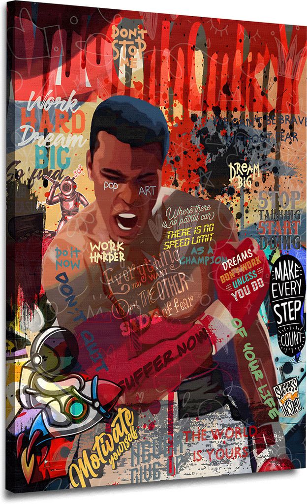 Pop Art Boxer Kunstdruck Leinwandbild Wandbild Deko XL Kunst: 60x90x4cm