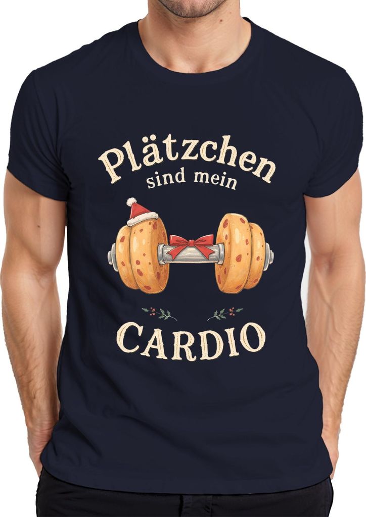Plätzchen sind mein CARDIO Weihnachtskekse Fitness Lustig Herren T-Shirt, Navy, S