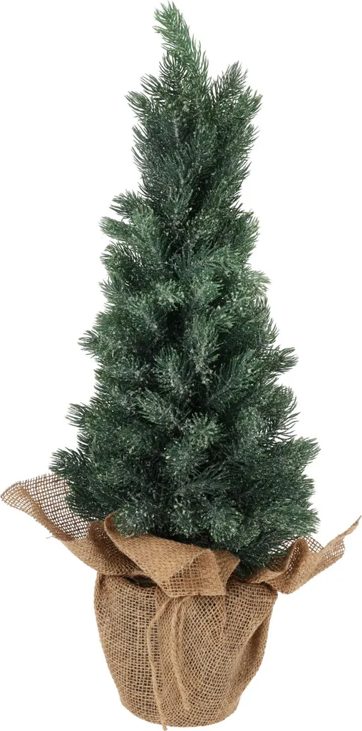 Sapin de Noël artificiel 65cm branches effet glace et pot de base stable