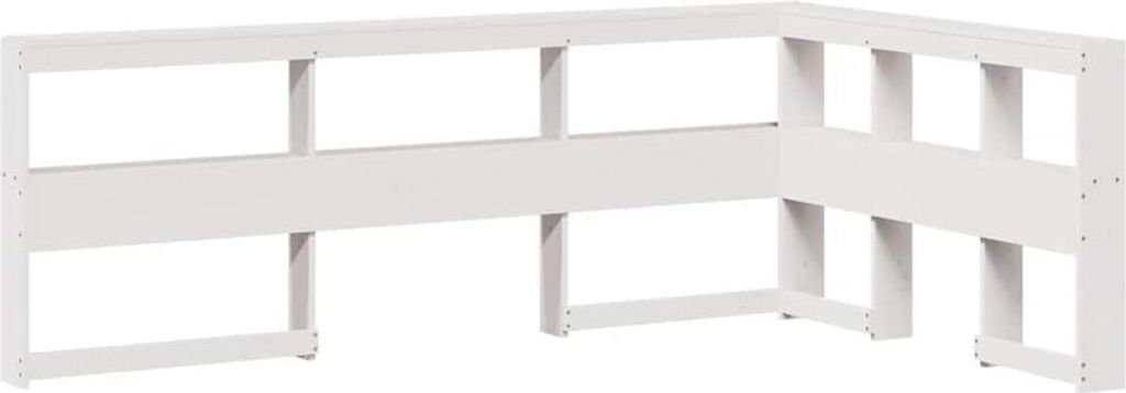 vidaXL Kopfteil mit Bücherregal L-Form Weiß 120 cm Massivholz Kiefer