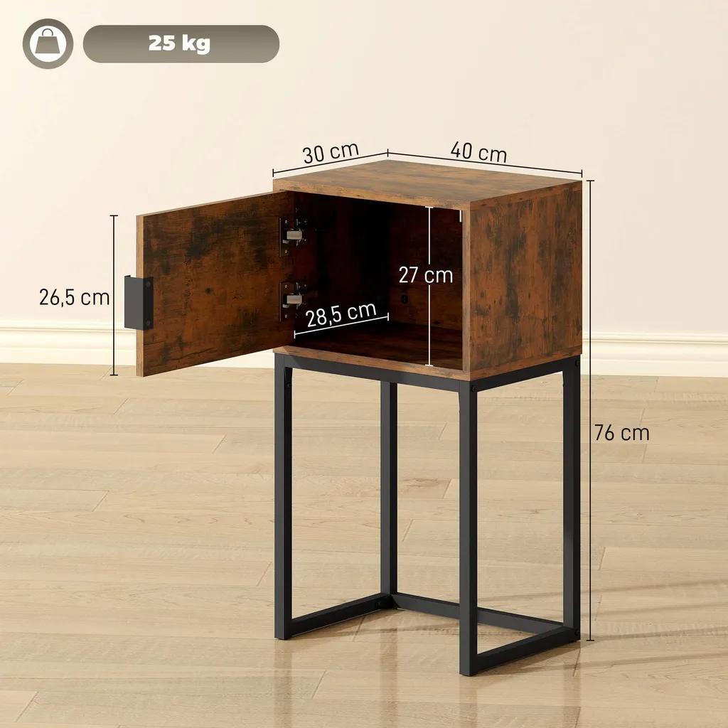 Console gain de place marron rustique 40cm, petite table d'appoint robuste