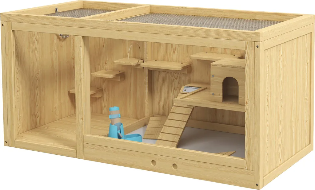 Maison de jeu pour gerbilles et hamsters en bois avec toit ouvrant