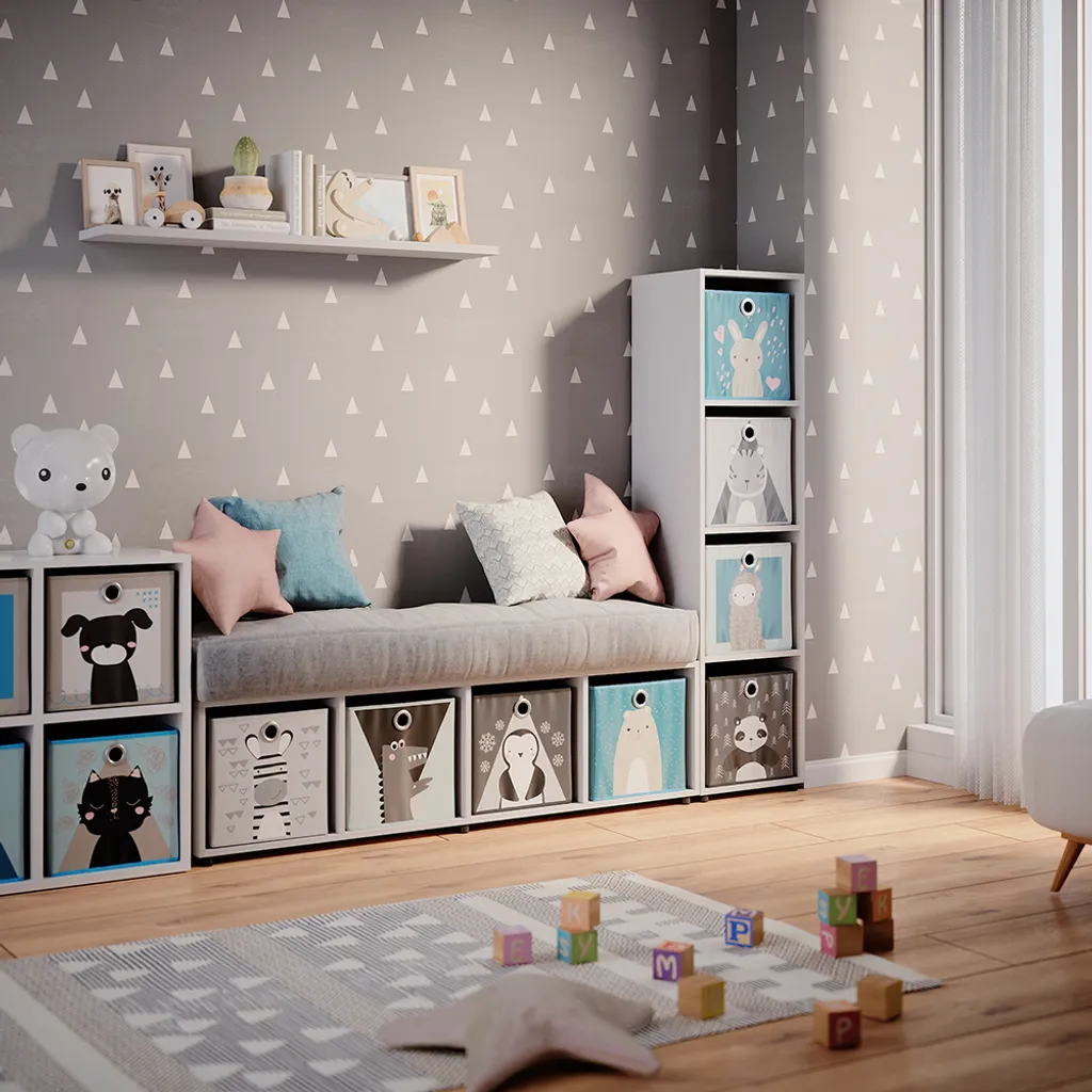 Bibliothèque enfant Vicco Ludus Blanc 142.5x36.2cm avec 4 boîtes 37006 - 4