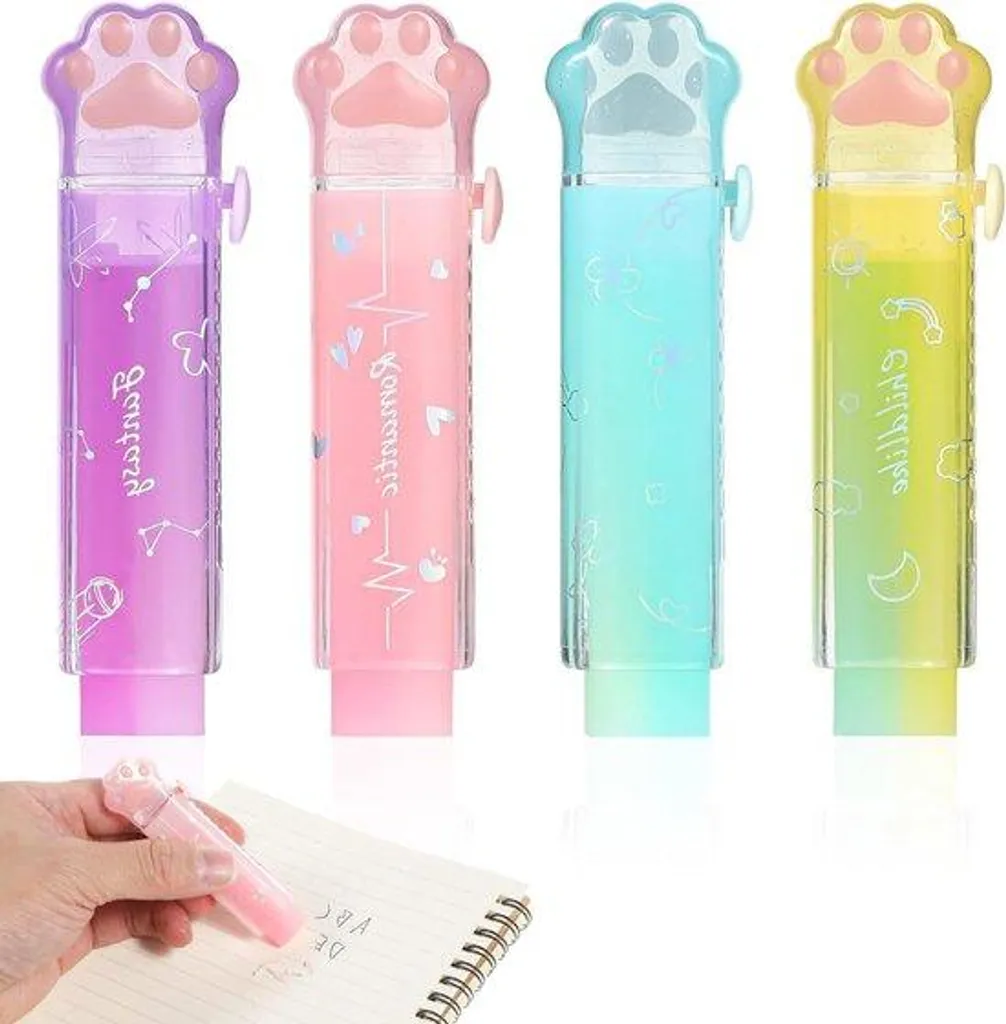 Élastiques rétractables Pattes de chat pour l'école et le bureau - 4 pcs