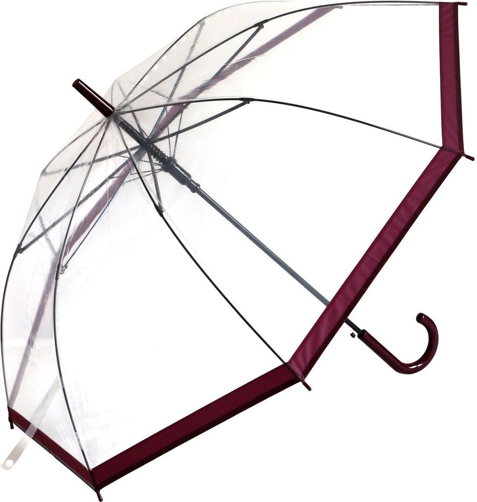 Regenschirm Transparent Durchsichtig Automatiköffnung Farbrand Bordeaux