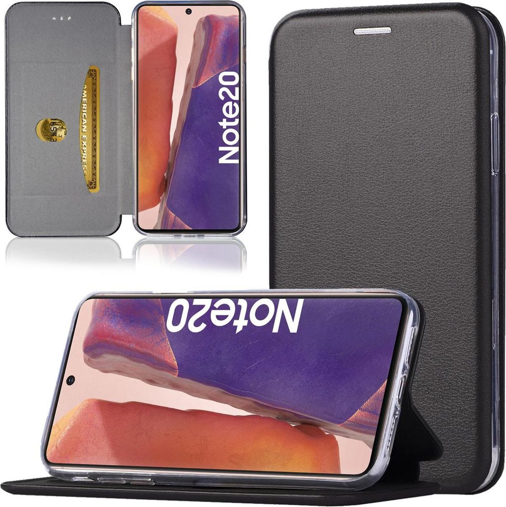 Handy Schutz Hülle für Samsung Galaxy Note 20 Handytasche mit Magnetdeckel Kartenfach und Standfunktion Klapphülle Schwarz