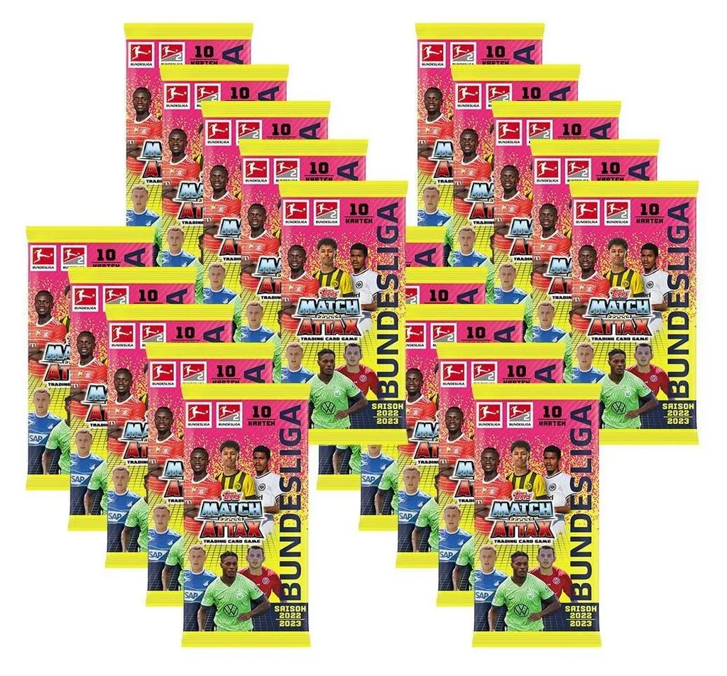 Lot de 20 Boosters Topps Match Attax 22/23 - 100 Cartes UEFA Champions