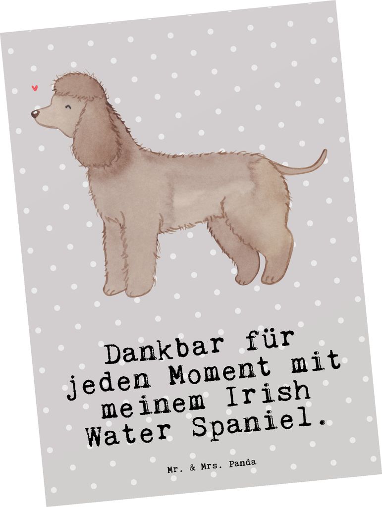 Mr. & Mrs. Panda Postkarte Irish Water Spaniel Moment - Grau Pastell - Geschenk, Ansichtskarten, Jagdhund, Postkarten, Grußkarte, Fotokarte, bildk...