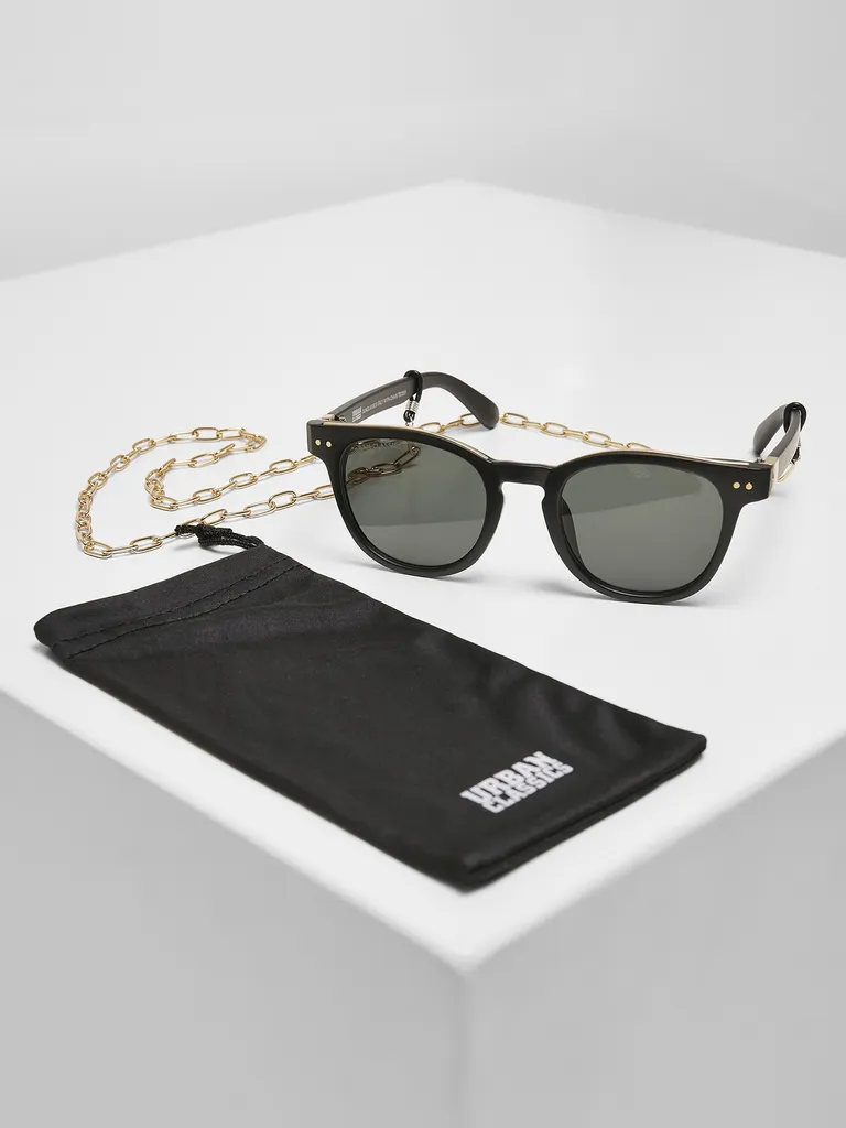 Urban Classics Sunglasses Italy: Nero/Oro con Catena Glamour UNI