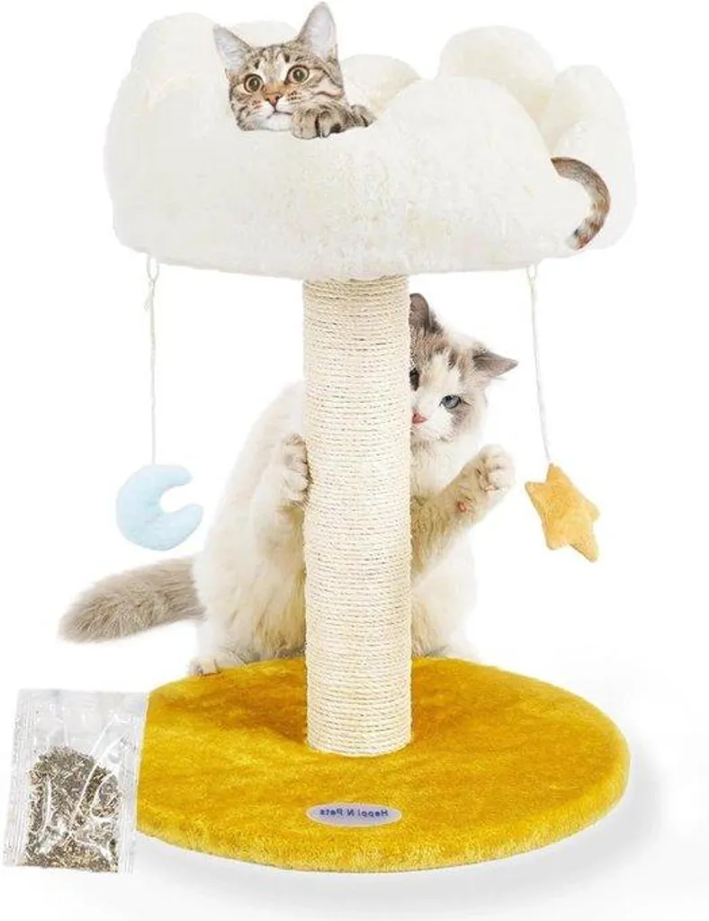 Arbre à chat contre l'ennui avec plateau confort et balles de jeu