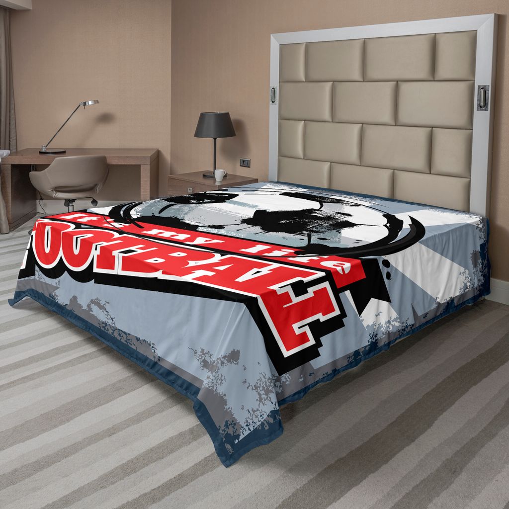 ABAKUHAUS Fußball Bettlaken, Fußball Ist Mein Leben Zitat Im Vintage Grungy Grafikdesign Ziel Sport Team, weiches bequemes oberes Bettlaken für ...