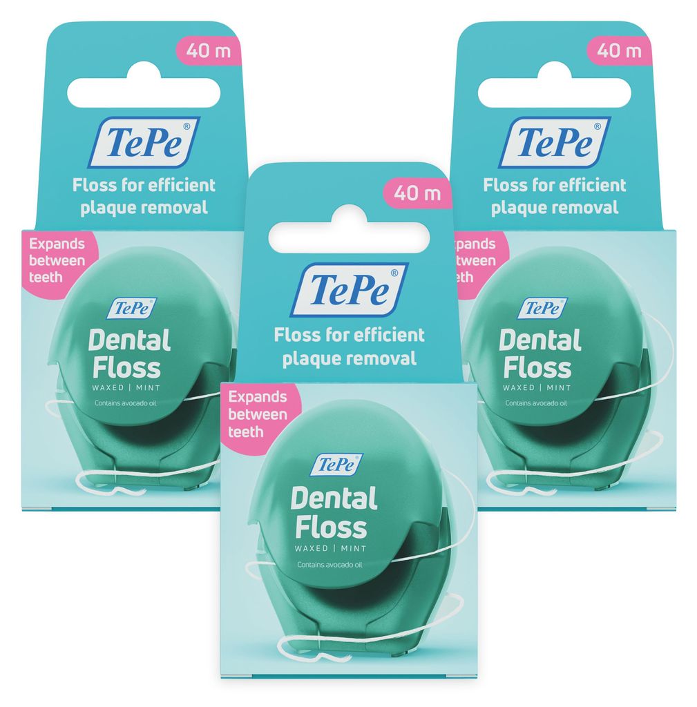 3er Set TePe Dental Floss, Zahnseide, Minzgeschmack, 3x40m Produktbild 