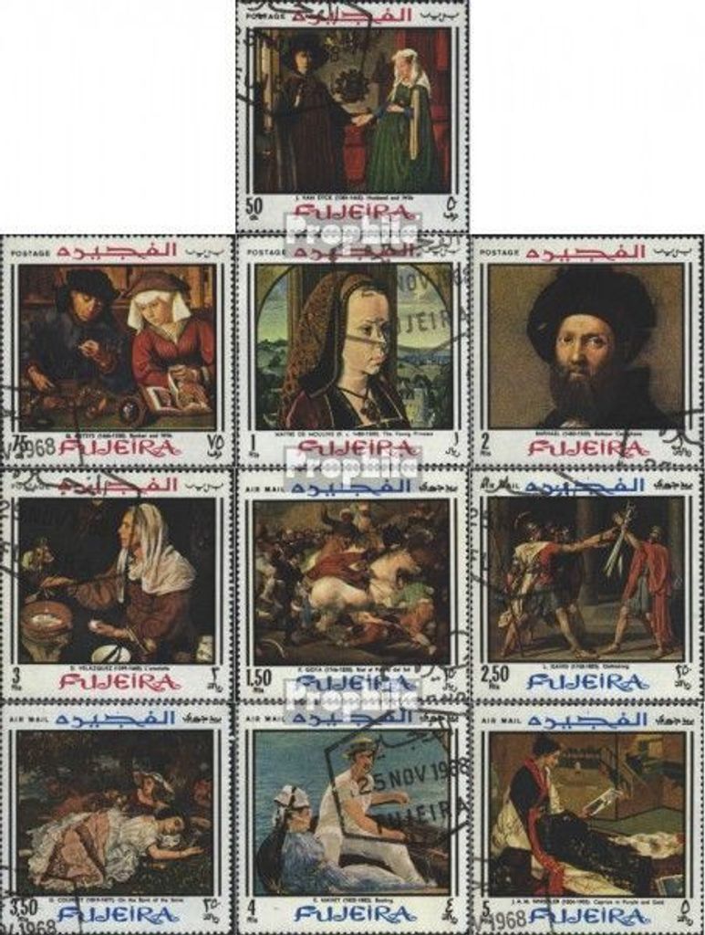 Briefmarken Fujeira 1968 Mi 224A-233A (kompl.Ausgabe) gestempelt Berühmte Gemälde