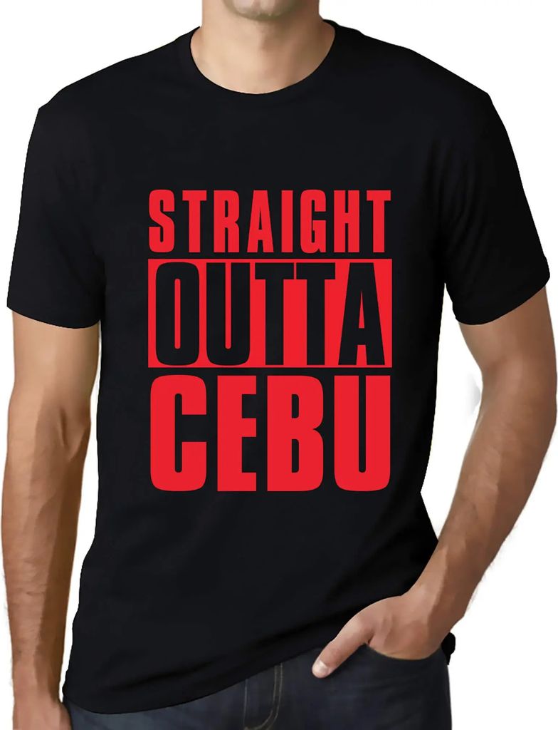 Herren Grafik T-Shirt Direkt aus Cebu – Straight Outta Cebu – Öko-Verantwortlich Vintage Jahrgang Kurzarm Lustige Druck Geburtstag Geschenk Mann