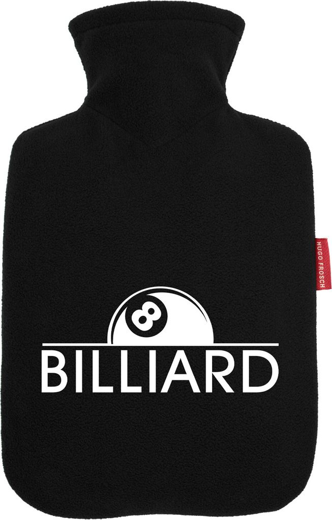 Huuraa Wärmflasche Billard Snooker 1,8 Liter Black Classic Veloursbezug Bettflasche Geschenkidee