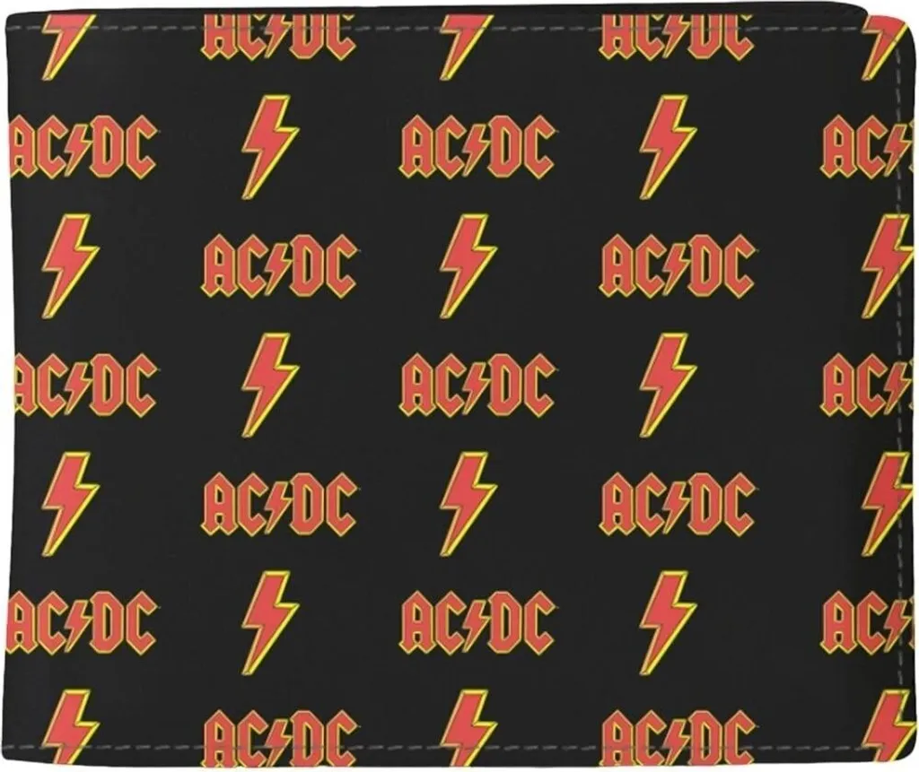 Portefeuille AC/DC avec logo embossé en cuir synthétique noir robuste