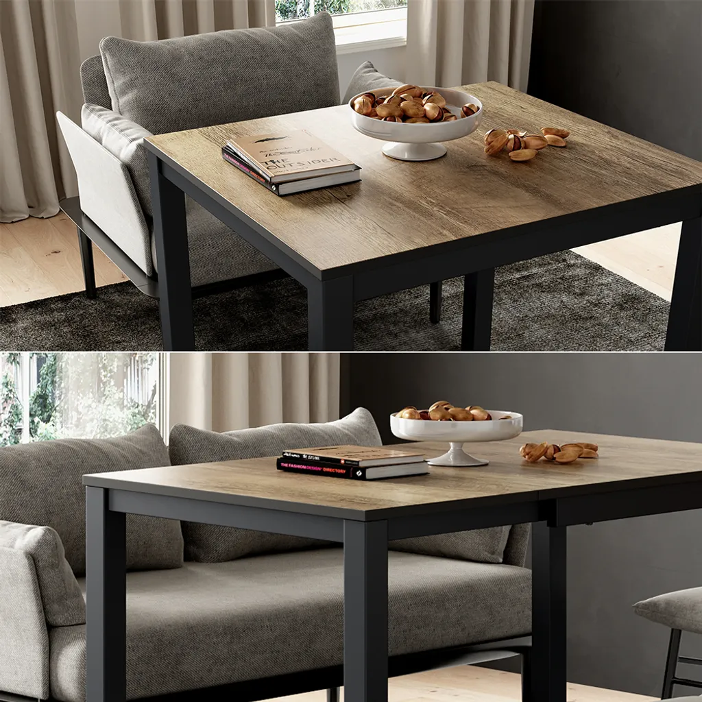 Table de repas bois chêne rustique et anthracite gain de place Vicco