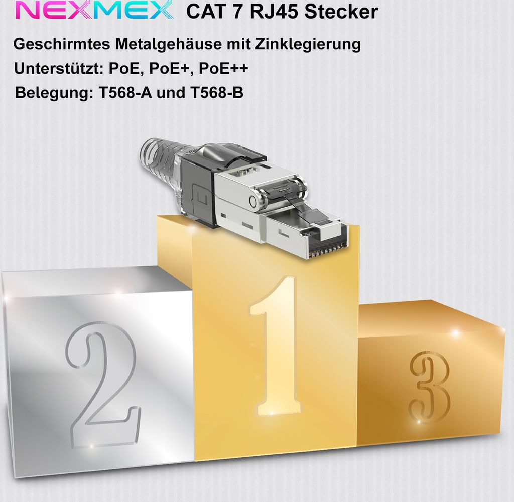 NEXMEX 10x Netzwerkstecker Cat 7 CAT7 RJ45 Stecker Produktbild 6