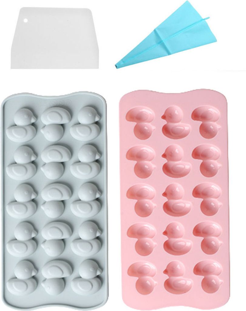 Enten-Schokoladen-Silikonform, 2 Packungen 15 Mulden Antihaft-Silikonformen in Lebensmittelqualität für Eiswürfel, Gelee, Fondant, Bonbons