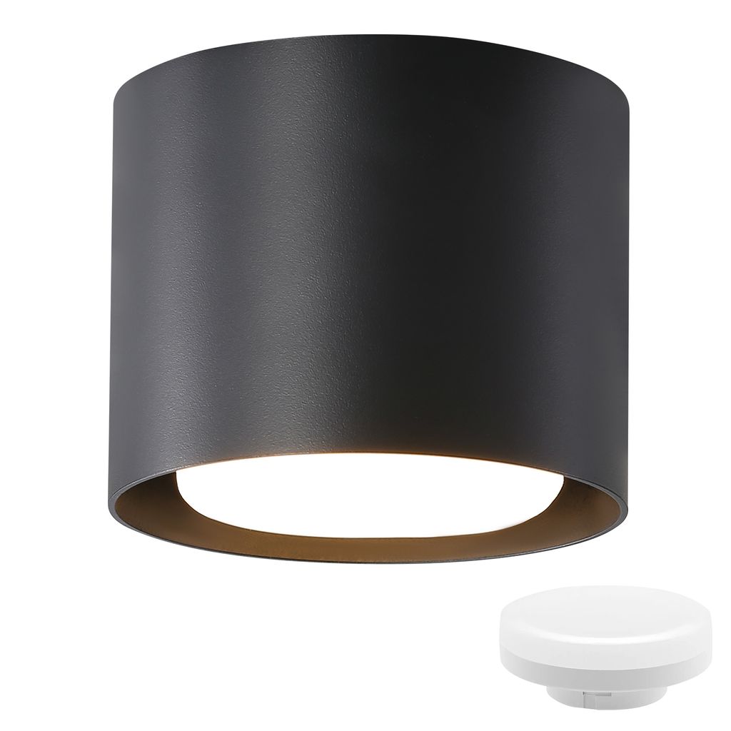 ZMH LED Aufbauspot Schwarz Aufbaustrahler Rund 5W kleine Deckenleuchte Aufputz GX53 3000K Aufbauleuchte schwenkbar für Wohnzimmer Treppenhaus Flur