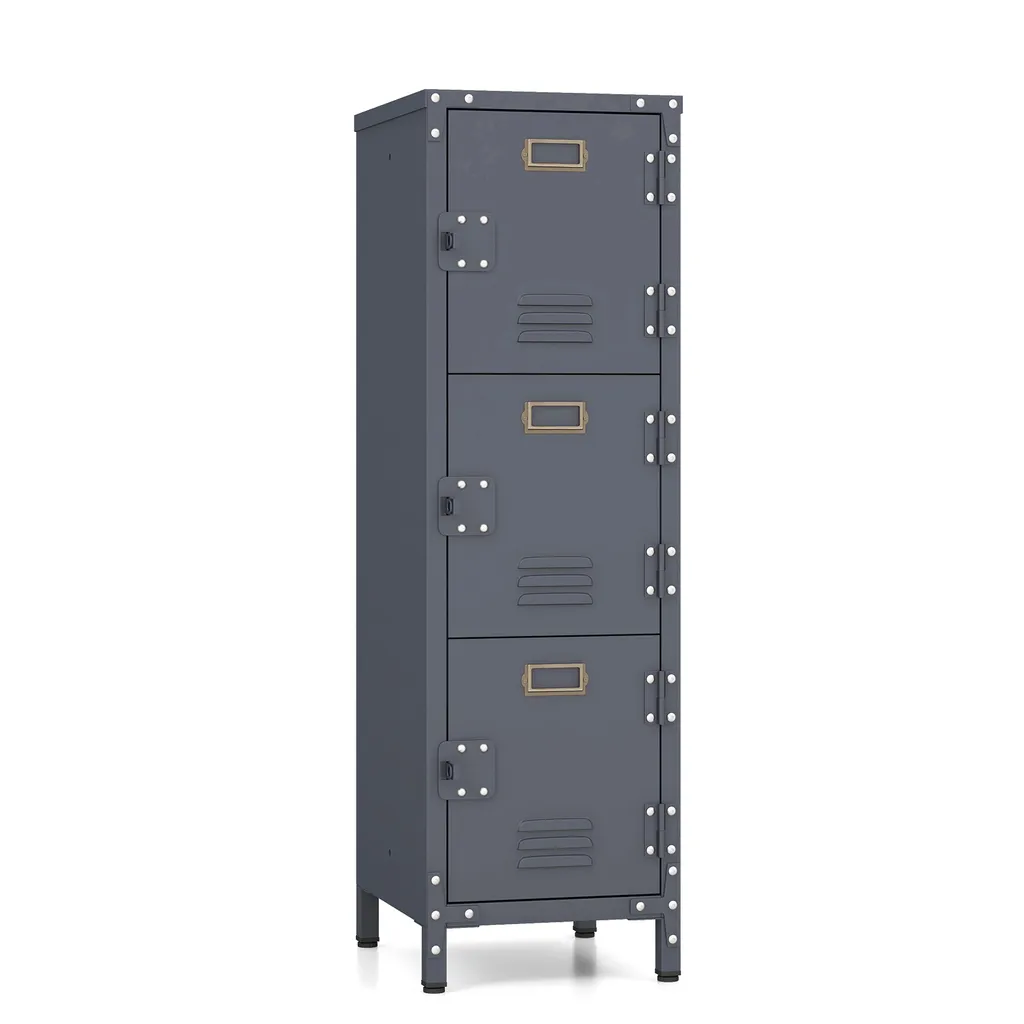 Vestiaire Métallique 100 cm COSTWAY - Armoire Industrielle 3 Casiers