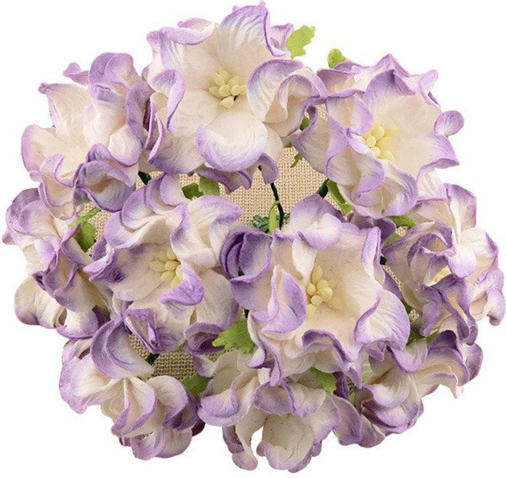 GARDENIEN 35 mm 25Stk Scrapbooking Maulbeerpapier Blumen Flowers, zweifarben lila
