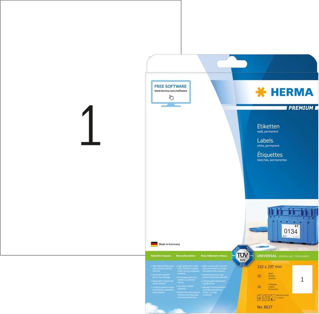 Étiquettes A4 210x297mm Premium pour éviter les bourrages imprimante
