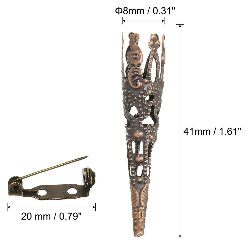 41mm Korsage Dekorative Halterung 4Stk Brosche Stift Vase Tasche Boutonniere Halter mit Stabstifte fš¹r Hochzeit Party Basteln Handwerk Kupfer