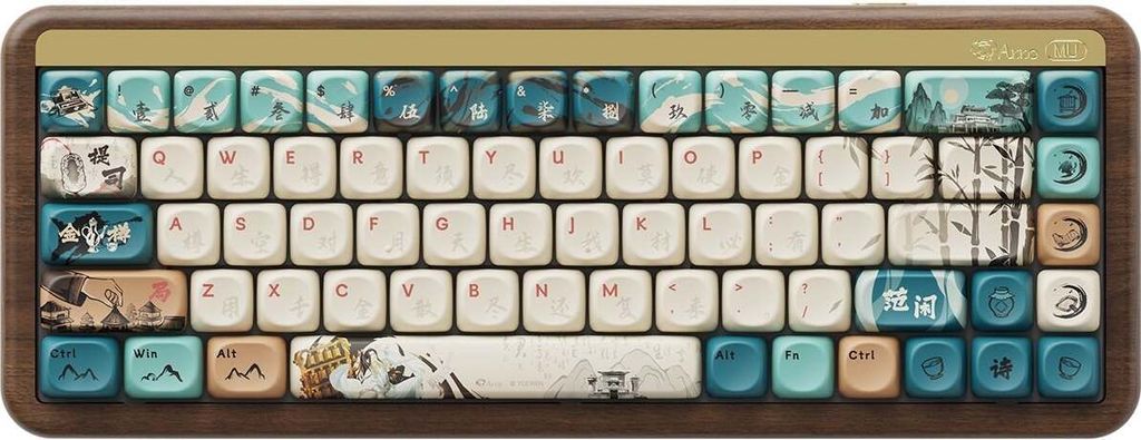 Akko MU01 Mechanische Gaming-Tastatur mit Walnuss-Holzgehäuse, QWERTY US Layout, Joy of Life, Botany Switch