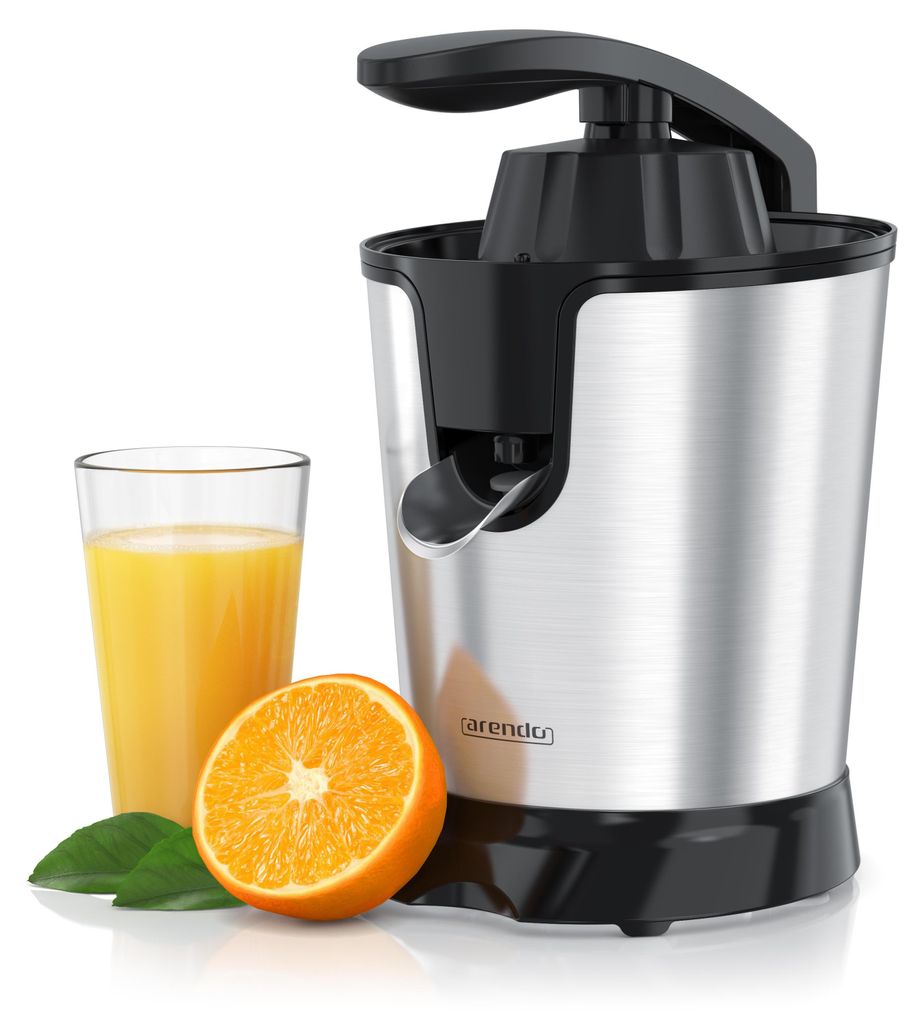 Arendo Zitruspresse elektrisch, Edelstahl, 400 ml, 800 W, 2 Presskegel, Hebelmechanik, Direktausguss & Behälter, spülmaschinengeeignet, BPA-frei,...