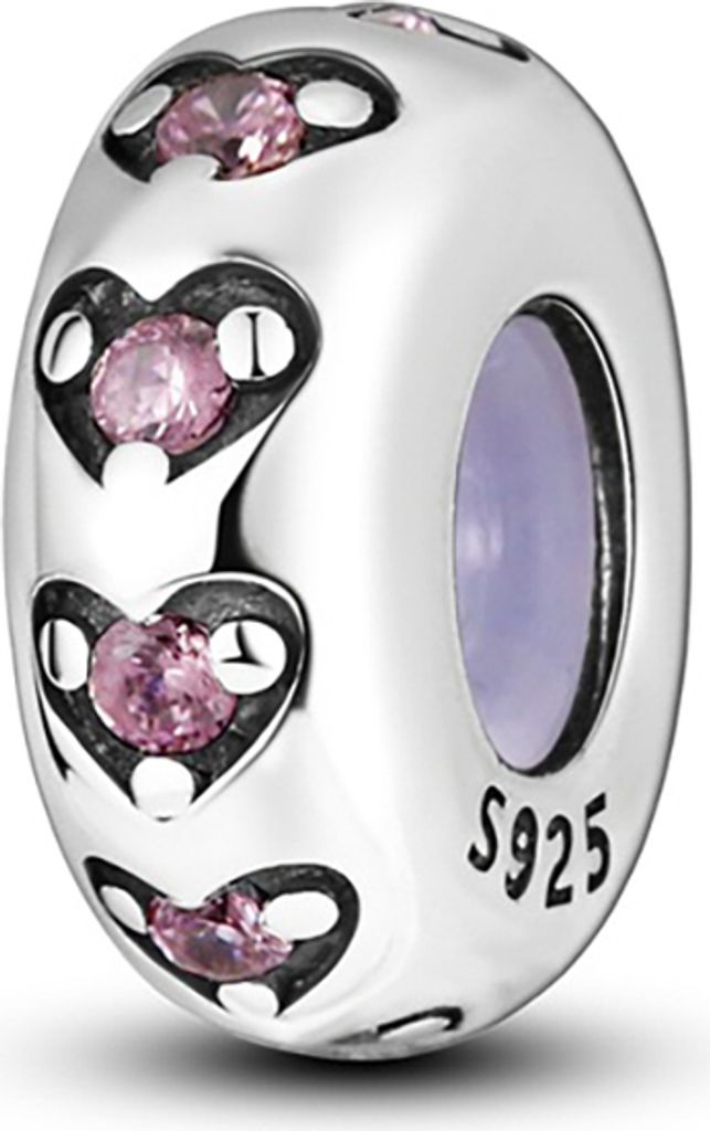 Charms Silber Anhänger Beads mit Herzchen und Zirkonia für Produktbild 