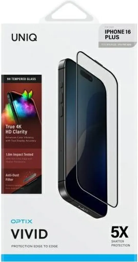 Uniq Optix Vivid Iphone 16 Plus / 15 Plus / 14 Pro Max 6.7 Vetro temperato trasparente con applicatore