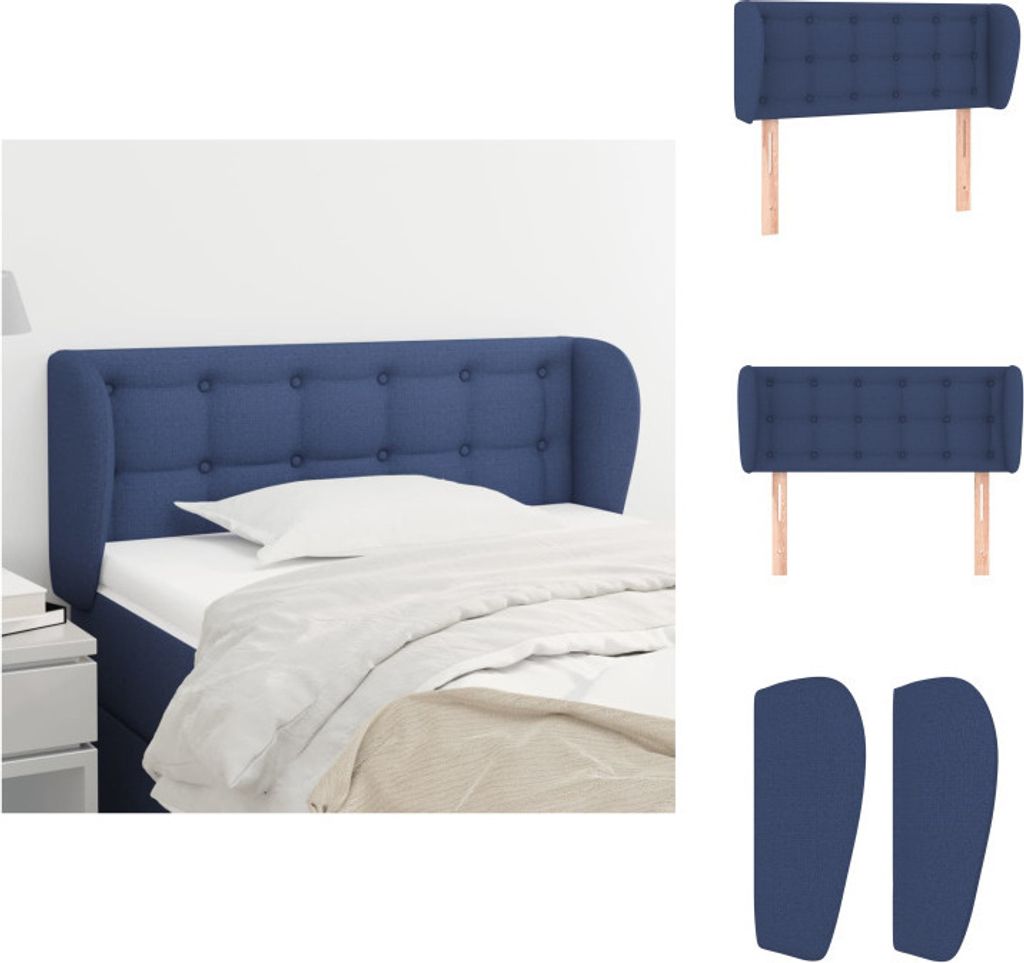 vidaXL Kopfteil mit Ohren Blau 103x23x78/88 cm Stoff - Kopf- & Fußenden