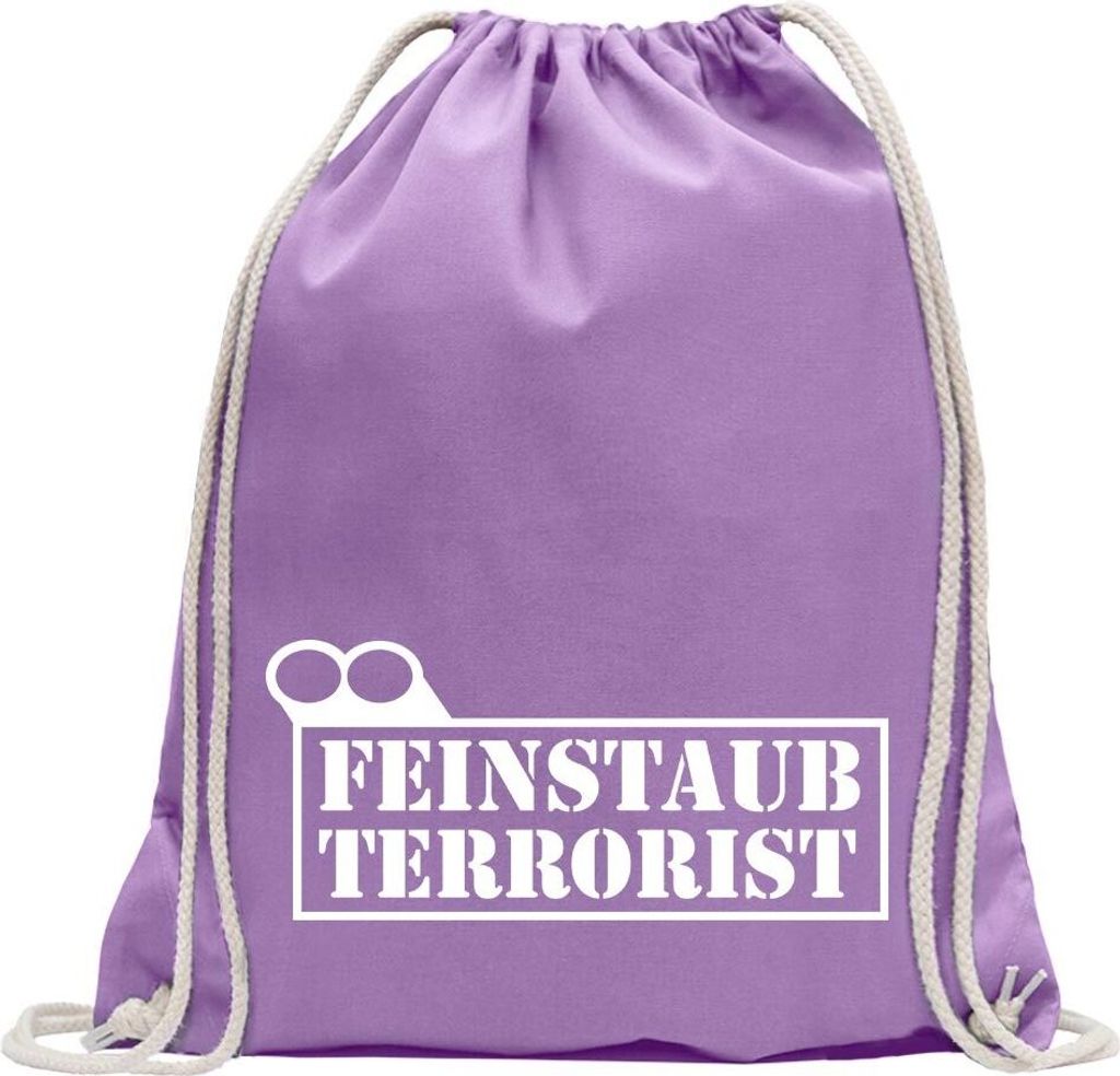 Kiwistar - Turnbeutel - lavendel - Feinstaub Terrorist - Fun Rucksack Sport Beutel Gymsack Baumwolle mit Ziehgurt