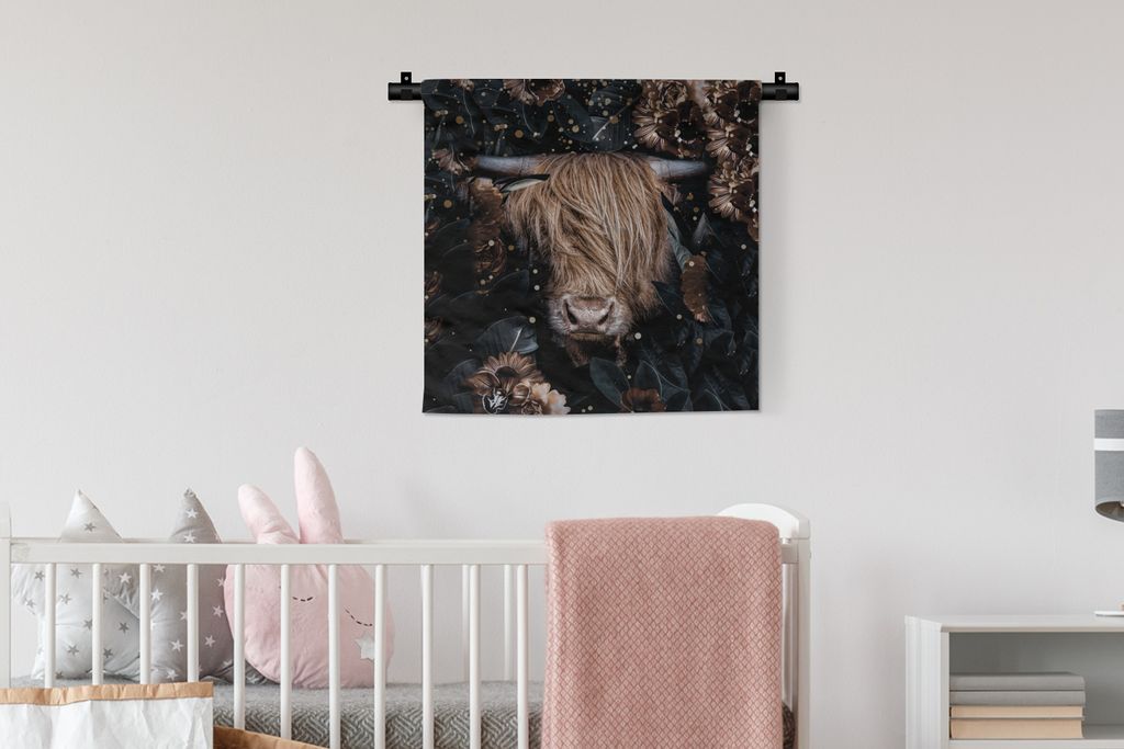 MuchoWow® Wandteppich Wandbehang Schottische Hochlandrind - Produktbild 