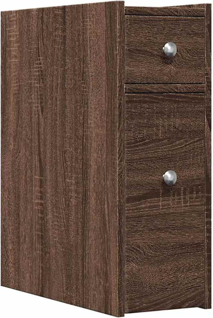 vidaXL Badschrank Schmal mit Rollen Eichen-Optik Holzwerkstoff