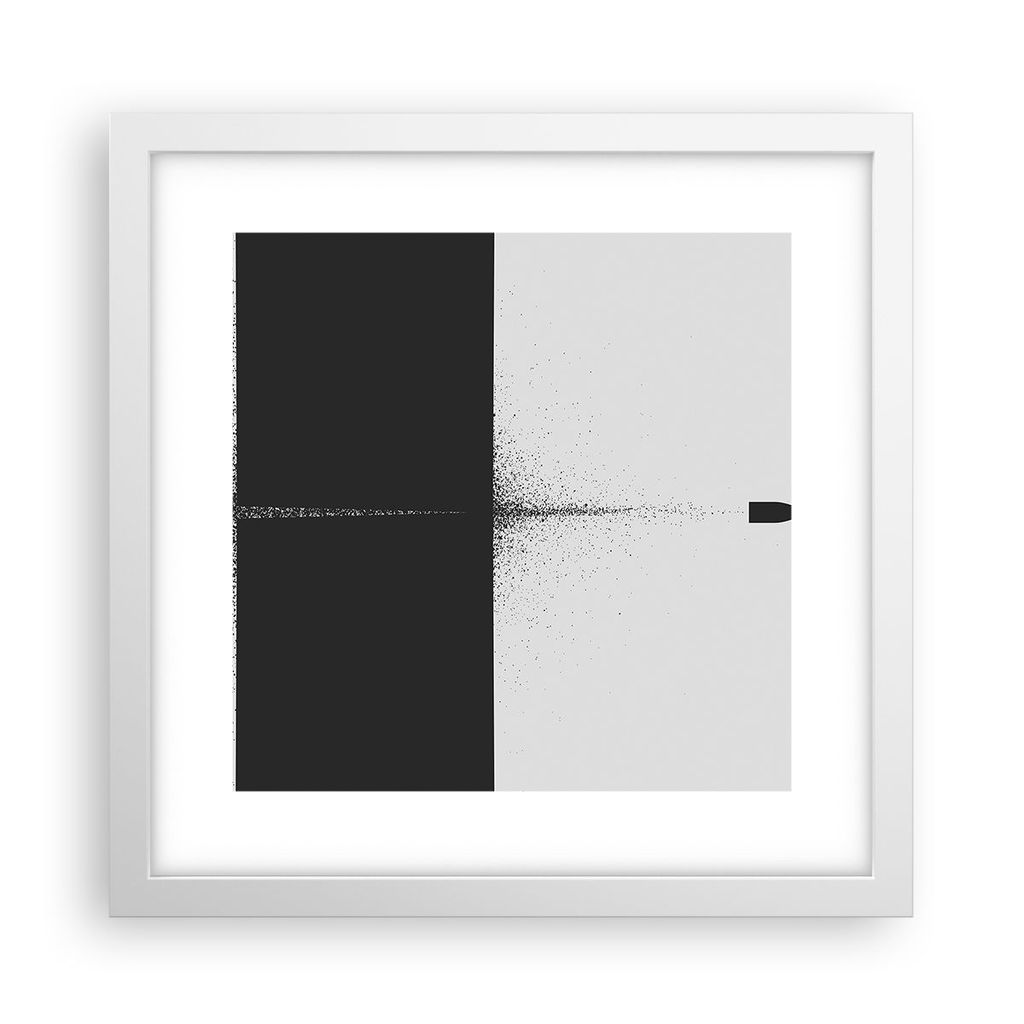 Gerahmtes Poster - Weißer Rahmen - Kugel Schwarzweiß Modern - 30x30 cm - Wand Bild - Wanddeko - Wandbilder - Kunstposter - Wandposter - Bilderrah...