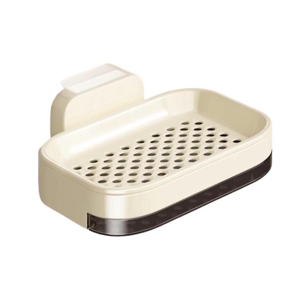 Seifenablage ohne Bohren, Wandregal Bad, Wasserablauf, Abnehmbar, Wasserdichtes Regal, Einlagig, Weiß