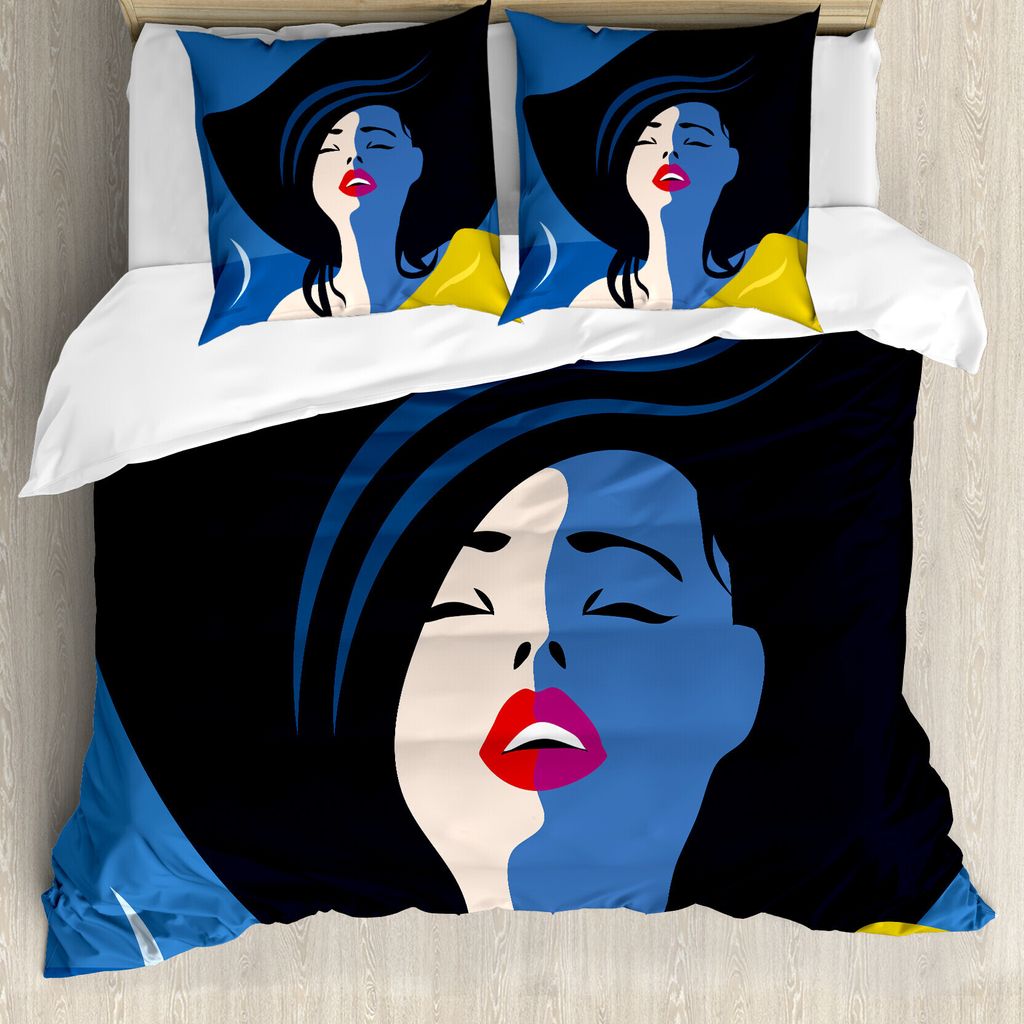 ABAKUHAUS abstrakte Frauen Bettbezug Set für Einzelbetten, Lady Portrait, Milbensicher Allergiker geeignet mit Kissenbezug, 155 cm x 220 cm - 80 x...