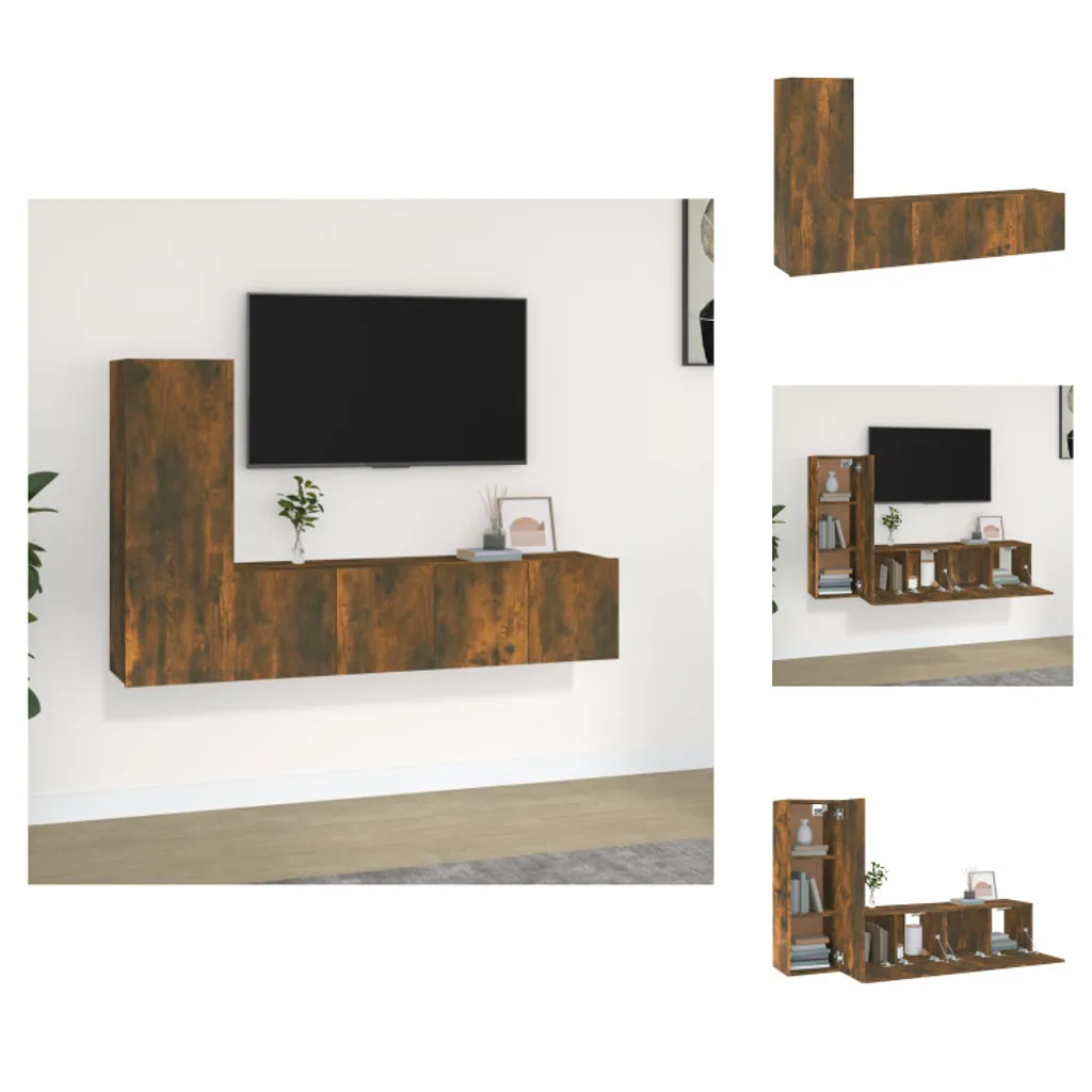 vidaXL Set Mobili TV 3 Pezzi Rovere Fumo - Arredo Soggiorno Salvaspazio