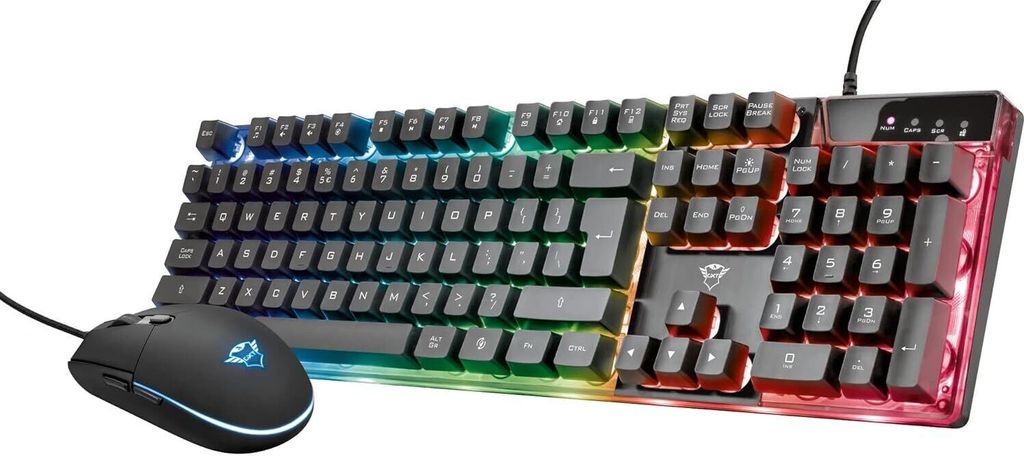 Gaming Tastatur und Maus Set, Deutsches QWERTZ Layout, LED Beleuchtung, Anti-Ghosting, 12 Mediatasten PC Maus 800-3000 DPI, für Computer, Laptop, Mac
