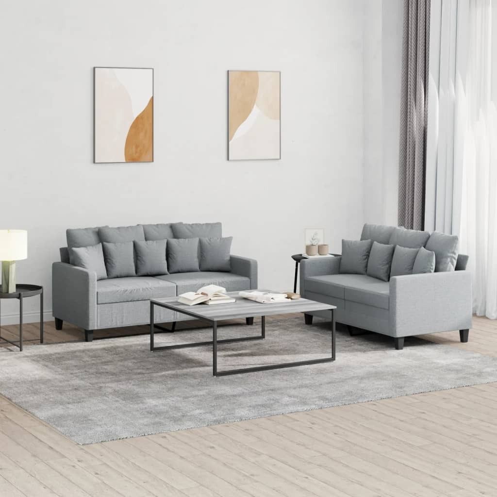 Maison Exclusive - 2-tlg. Sofagarnitur mit Kissen Hellgrau Stoff